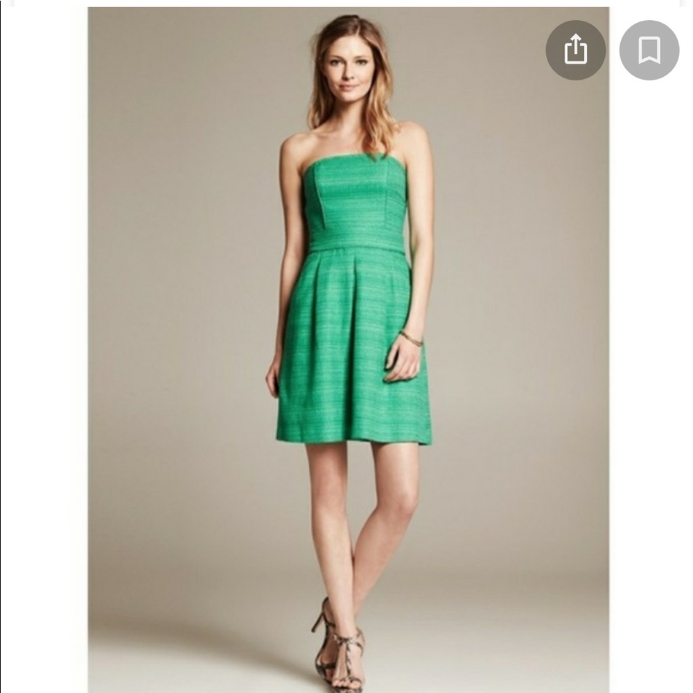 Banana Republic Green Tweed Strapless Dress